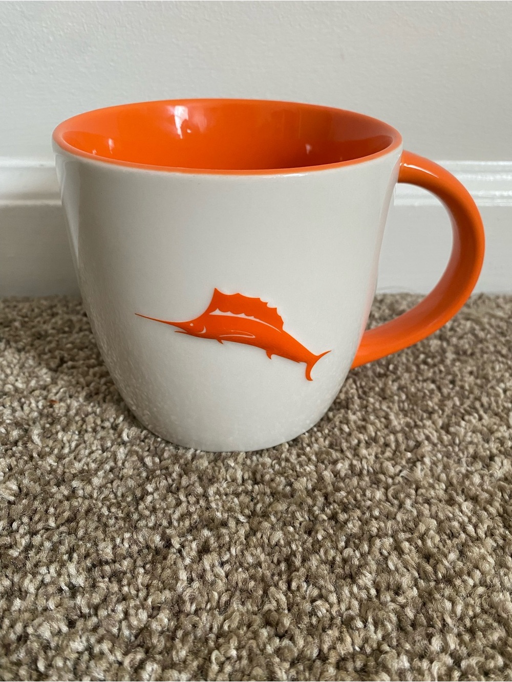 Tommy Bahama Orange and White Sailfish Mug